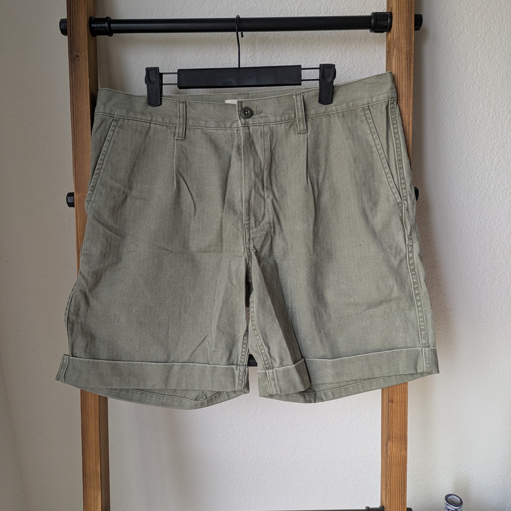 Taylor Stitch Sage Green Flat Front Shorts